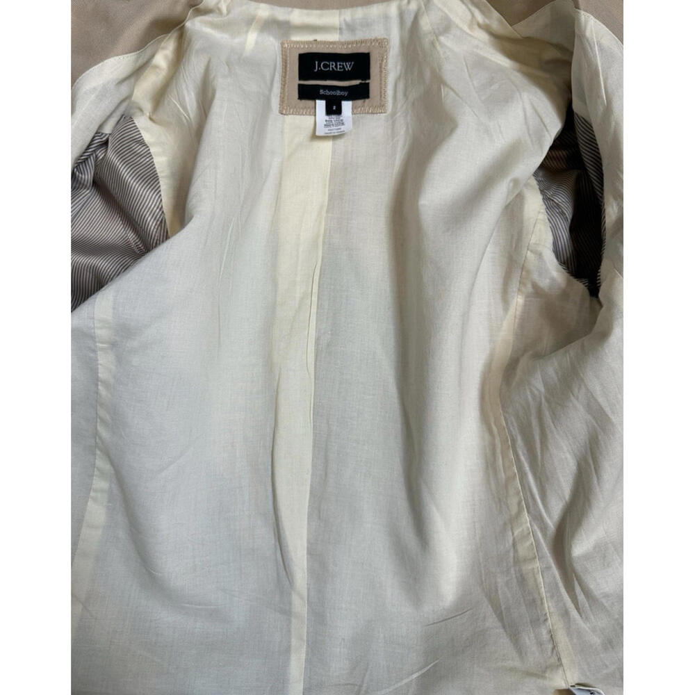 J Crew Schoolboy Blazer Jacket Cotton Silk Capsule Wardrobe Khaki Beige - Picture 6 of 8